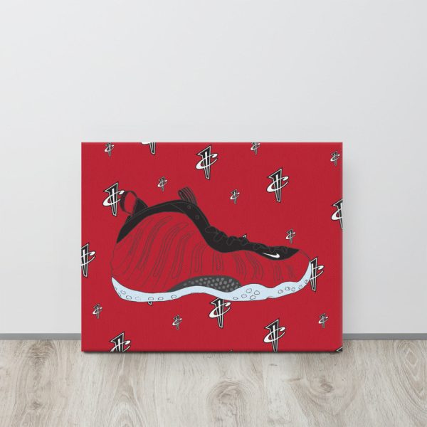 NIKE AIR FOAMPOSITE METALLIC RED SNEAKER ART CANVAS PRINT Cheap