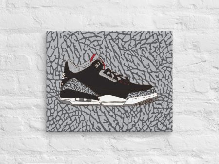 AIR JORDAN 3 BLACK CEMENT SNEAKER ART CANVAS PRINT Supply