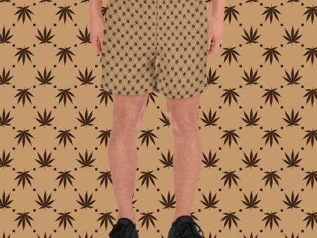 Weed Leaf All Over Print Shorts - Tan Online Sale