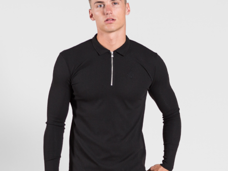 Gatten Long Sleeve Polo Shirt - Black Supply