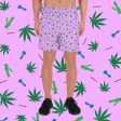 Weed Leaf, Pipes, Blunts, Bongs, & Joints All Over Print Shorts - Pink Discount