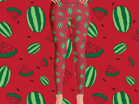 Watermelon All Over Print Leggings - Red Online Hot Sale