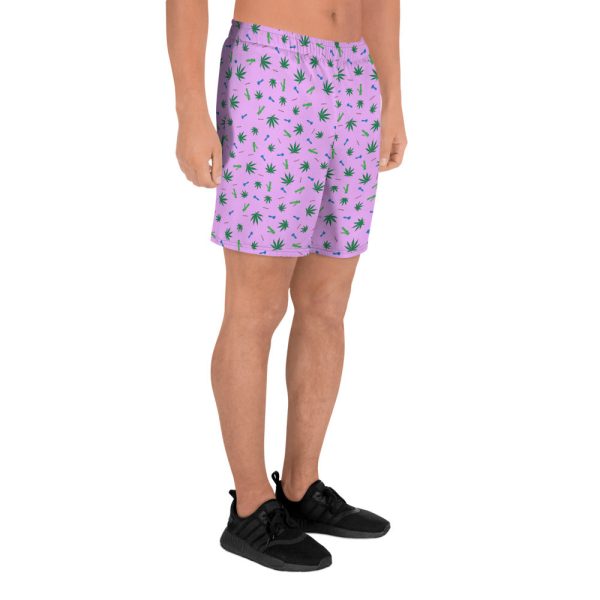 Weed Leaf, Pipes, Blunts, Bongs, & Joints All Over Print Shorts - Pink Discount