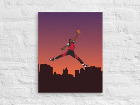 MICHAEL AIR JORDAN JUMPMAN SUNSET PORTRAIT  CANVAS ART PRINT For Discount