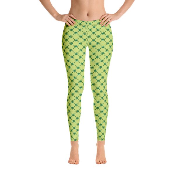 Weed Leaf All Over Print Leggings - Green Discount