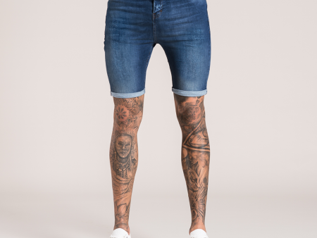 Signature Skinny Stretch Denim Short - Dark Blue Online