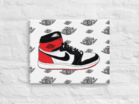 AIR JORDAN 1 BLACK TOE SNEAKER ART CANVAS PRINT Fashion