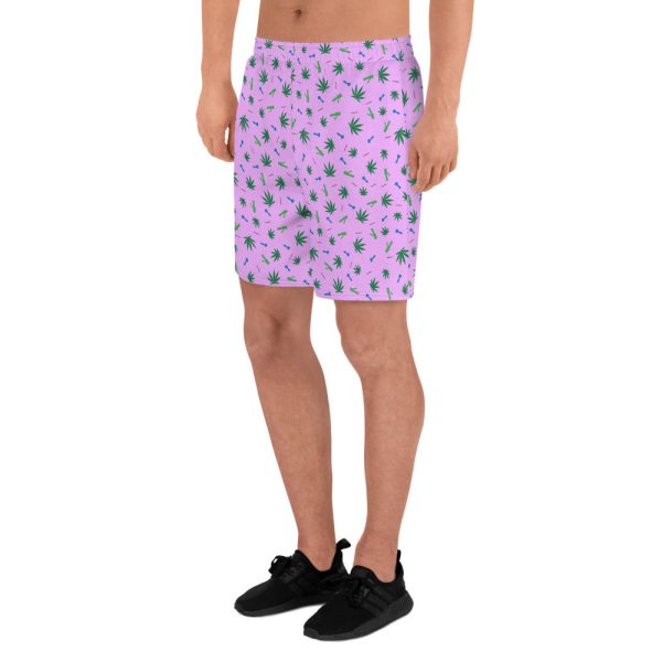 Weed Leaf, Pipes, Blunts, Bongs, & Joints All Over Print Shorts - Pink Discount