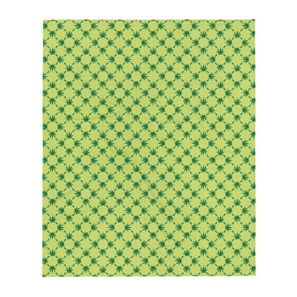 Weed Leaf All Over Print Throw Blanket - Green on Sale