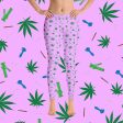 Weed Leaf, Pipes, Blunts, Bongs, & Joints All Over Print Leggings - Pink For Discount