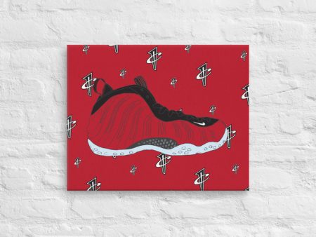 NIKE AIR FOAMPOSITE METALLIC RED SNEAKER ART CANVAS PRINT Cheap