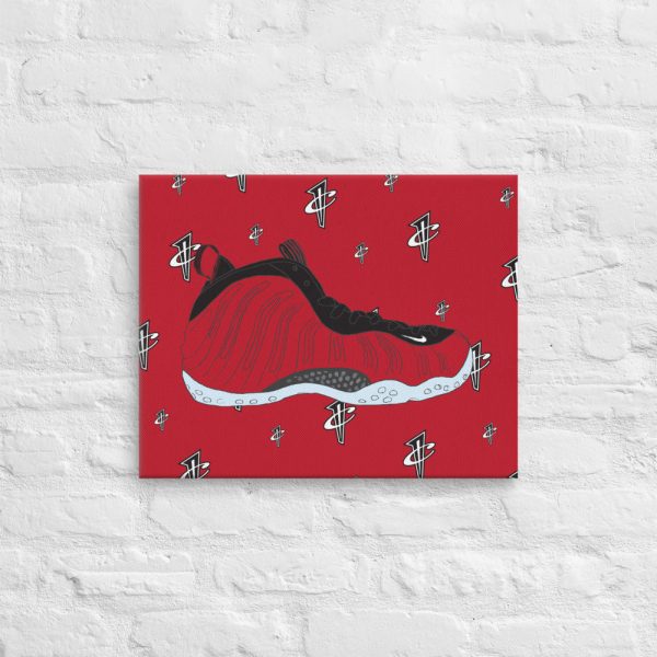 NIKE AIR FOAMPOSITE METALLIC RED SNEAKER ART CANVAS PRINT Cheap