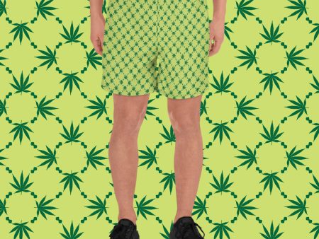 Weed Leaf All Over Print Shorts - Green Cheap