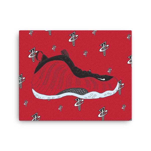 NIKE AIR FOAMPOSITE METALLIC RED SNEAKER ART CANVAS PRINT Cheap