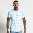 Script Tee - White Blue Discount