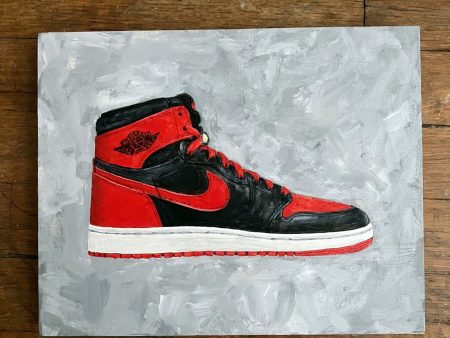 ORIGINAL PAINTING NIKE AIR JORDAN 1 BRED SNEAKER For Cheap