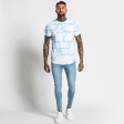 Script Tee - White Blue Discount