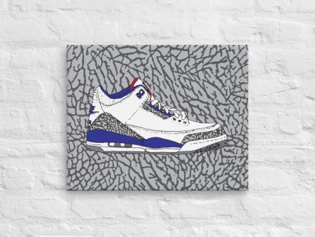 AIR JORDAN 3 TRUE BLUE SNEAKER ART CANVAS PRINT Online now