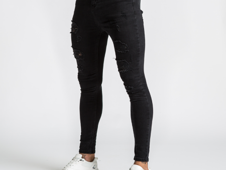 Luca Skinny Stretch Jeans - Distressed Jet Black For Discount