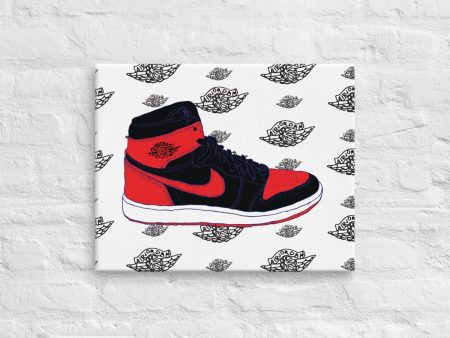 AIR JORDAN 1 BRED SNEAKER ART CANVAS PRINT Hot on Sale