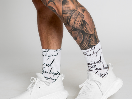 B33 Script Sock Triple Pack - White For Discount