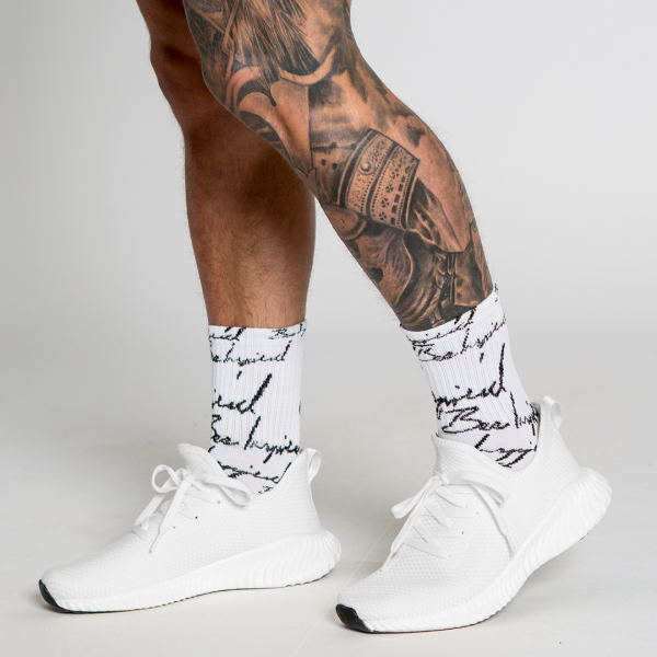 B33 Script Sock Triple Pack - White For Discount