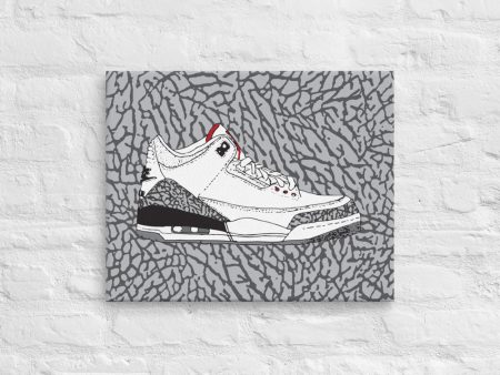 AIR JORDAN 3 WHITE CEMENT SNEAKER ART CANVAS PRINT Fashion