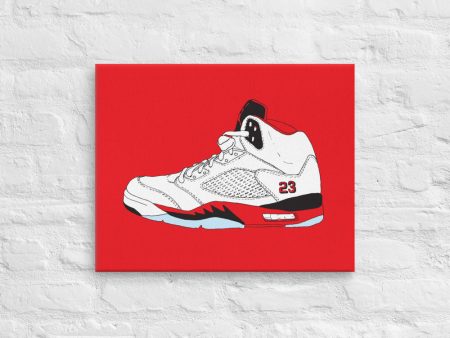 AIR JORDAN 5 FIRE RED SNEAKER ART CANVAS PRINT Supply