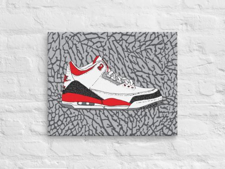 AIR JORDAN 3 FIRE RED SNEAKER ART CANVAS PRINT Discount